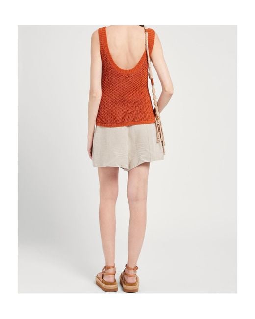 Max Mara Orange V-Neck Knitted Vest