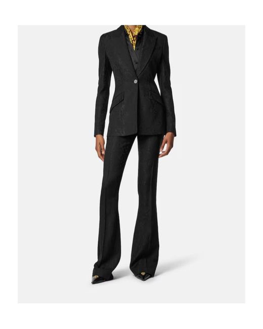 Versace Black Pattern-Printed Creased Trousers