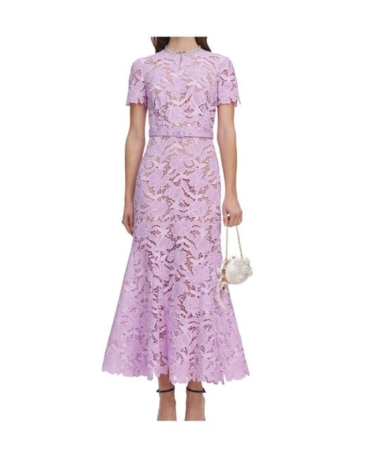 Self-Portrait Purple Lace Midi Dress