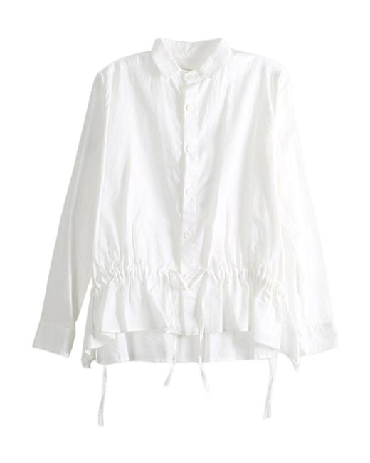 Y's Yohji Yamamoto White Long-Sleeve Shirt With Front Pleats