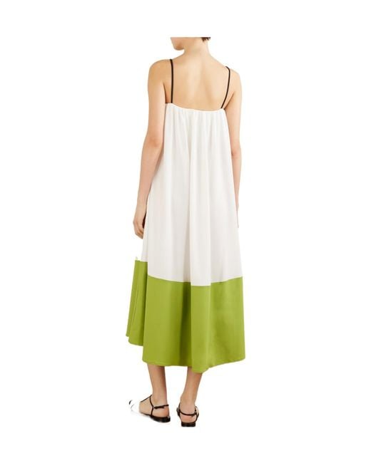 Proenza Schouler Green Two-Tone Crepe-Jersey Midi Dress