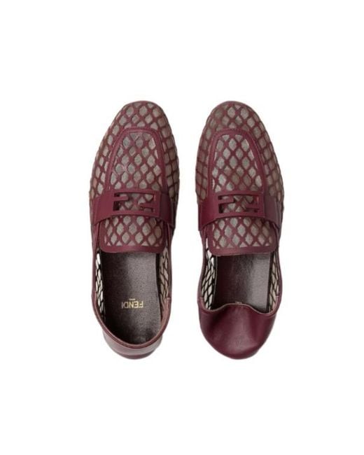 Fendi Brown Baguette Burgundy Leather Loafers