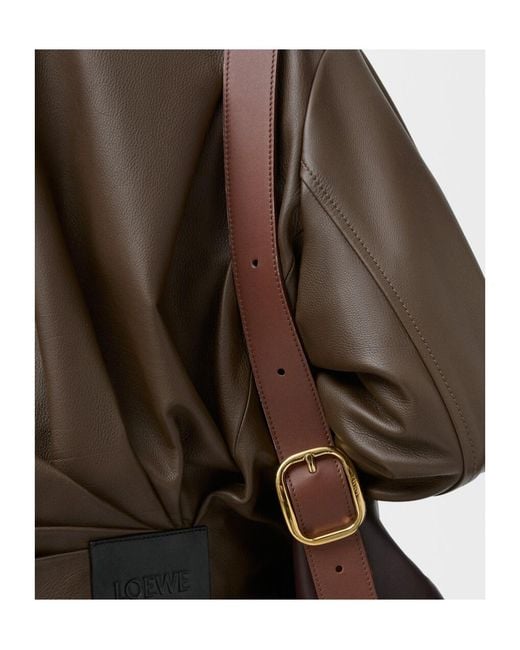 Loewe Brown Calfskin Draped Bomber Jacket