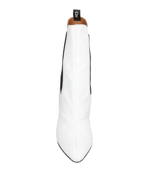 Chloé White Embossed Ankle Boots