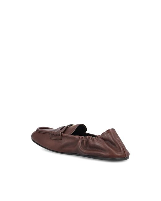 Miu Miu Brown Round-Toe Flat Shoes