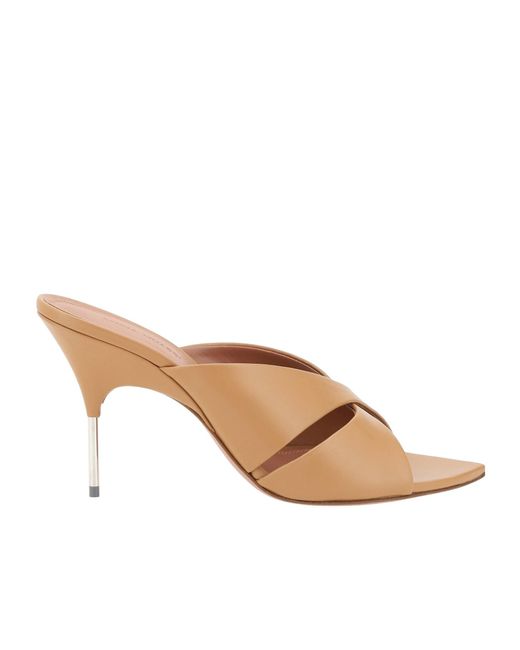 AMINA MUADDI Natural Pointed High Heel Sandals