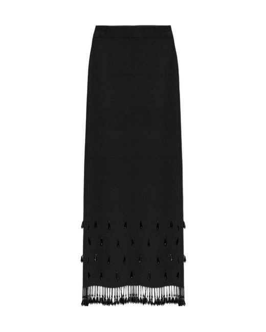 By Malene Birger Black Fringed Skirt