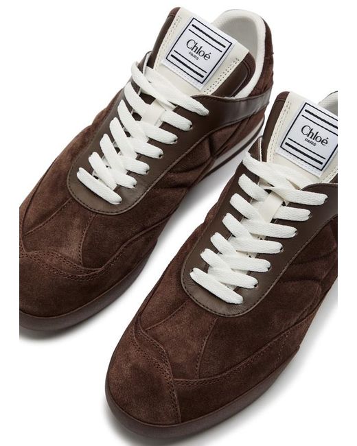 Chloé Brown Kick Quilted Suede Sneakers