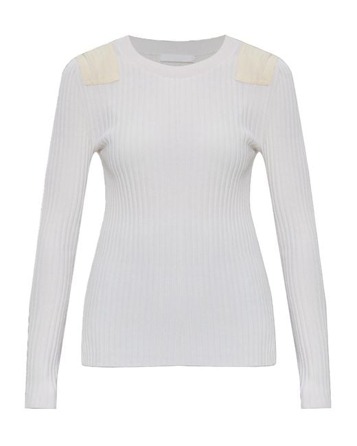 Helmut Lang White Knitted Crewneck Top