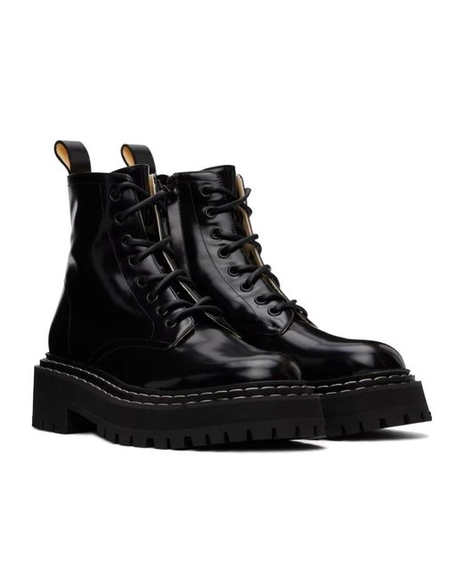 Proenza Schouler Black Short Boots With Raised Soles And Lace