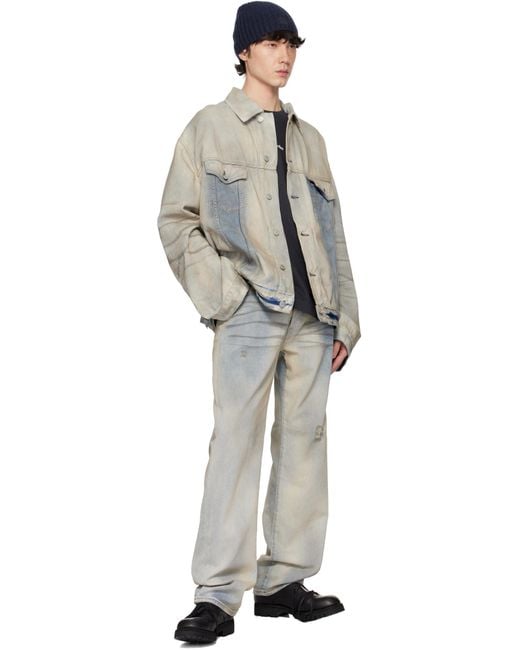 Acne Blue Oversized Distressed Denim Jacket for men
