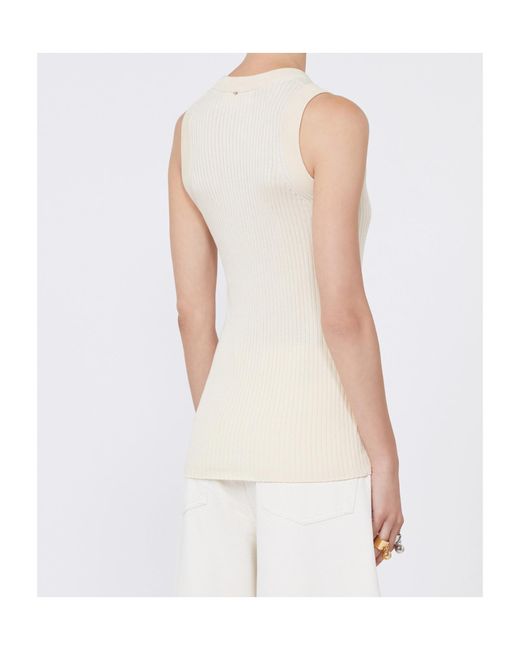 Sportmax White Tione Ribbed Tank Top