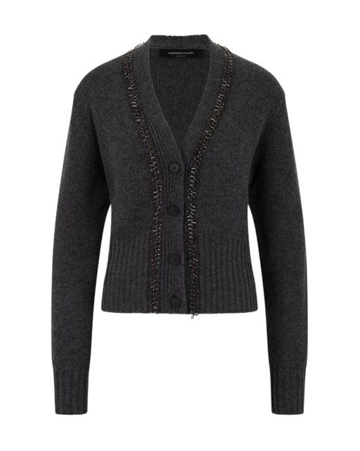 Fabiana Filippi Black V-Neck Cardigan