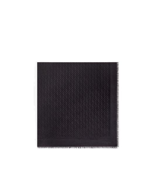 Fendi Black Ff Logo Printed Fringe Detailed Scarf
