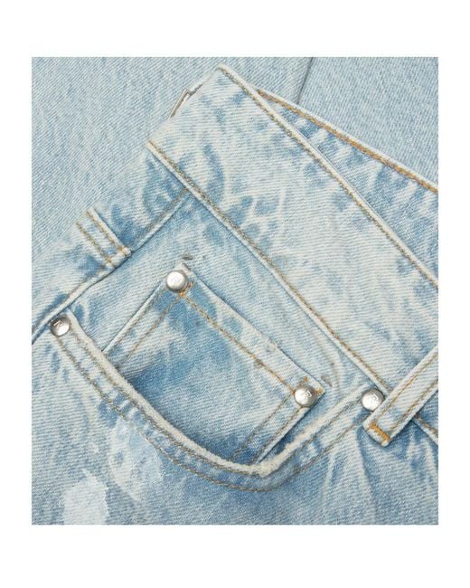 Represent Blue Coastal Painted Distressed Jeans for men