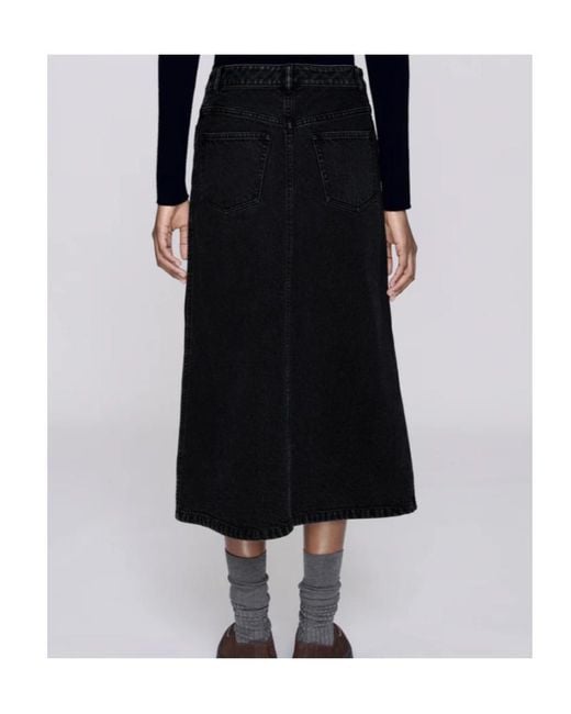 A.P.C. Black Split-Front Denim Midi Skirt