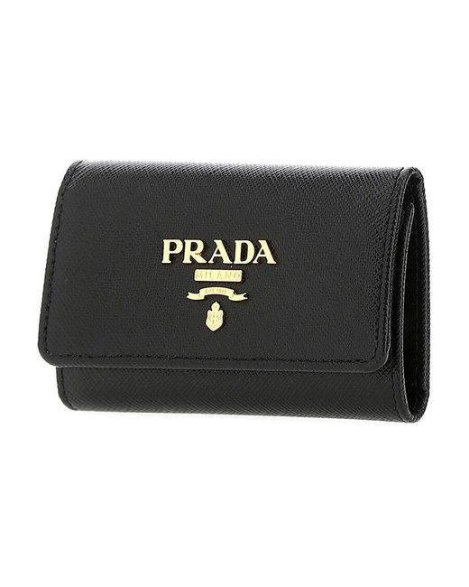 Prada Black Logo Key Ring Case