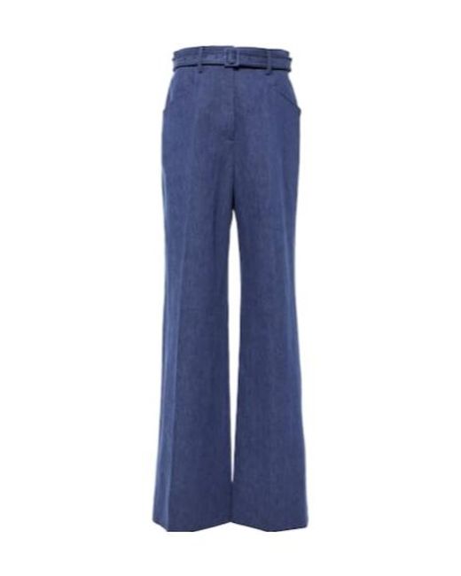 Gabriela Hearst Blue Norman Cotton And Linen Wide-Leg Pants