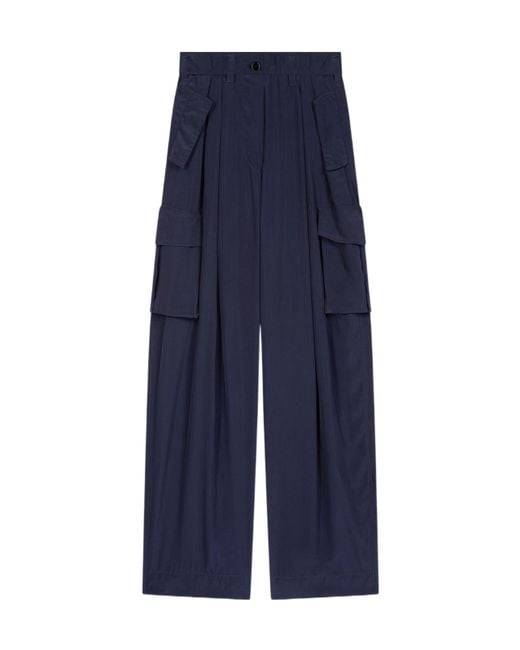 Dries Van Noten Blue Straight-Leg Cargo Trousers
