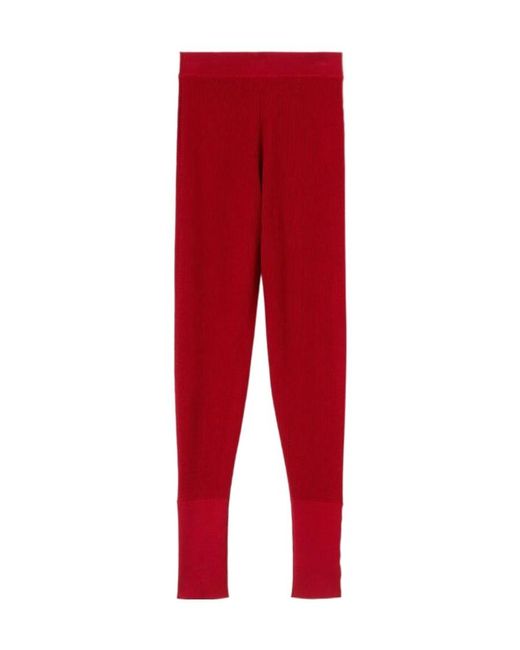Loro Piana Red Knitted Drawstring Leggings