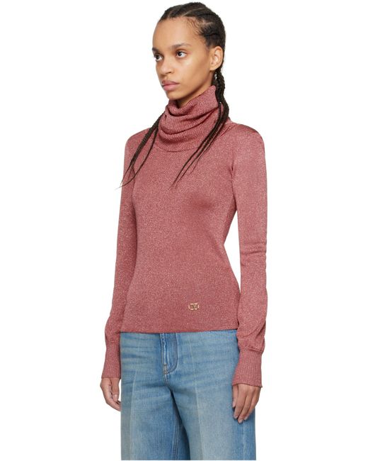Valentino Red Logo Plaque Turtleneck Jumper