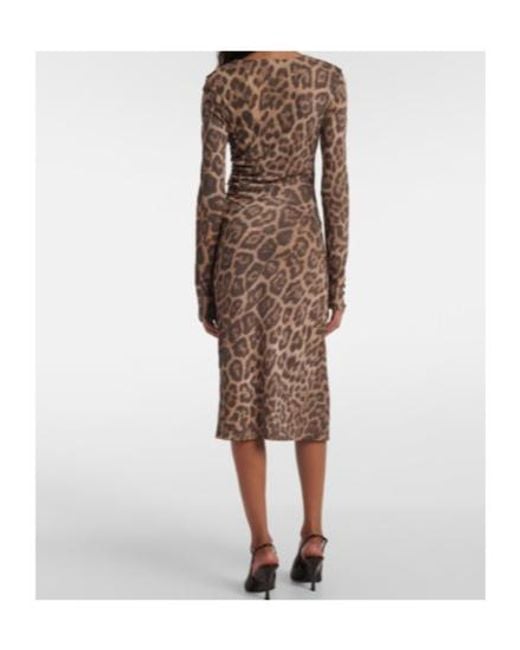 Stella McCartney Natural Leopard-Print Midi Dress