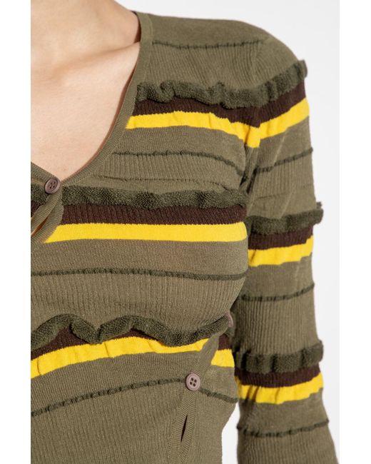 Jacquemus Green Striped Cropped Jumper