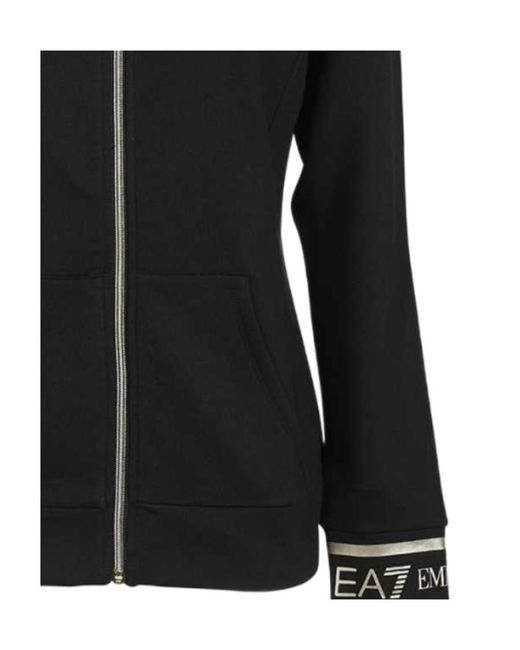 EA7 Black Hooded Zipper Casual Jacket