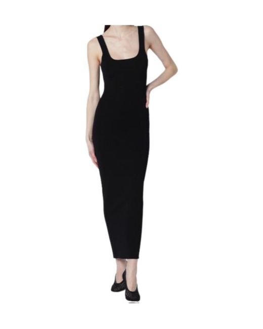 Entire studios Black Square Neck Midi Dress