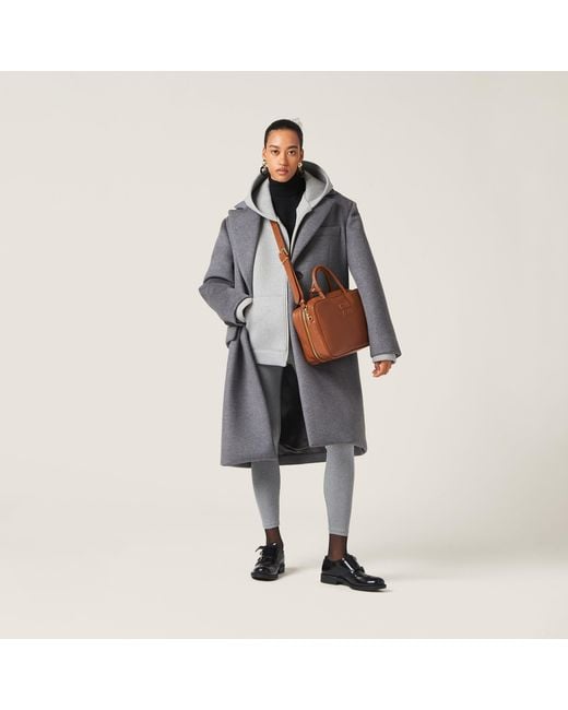 Miu Miu Gray Single-Breasted Velour Coat