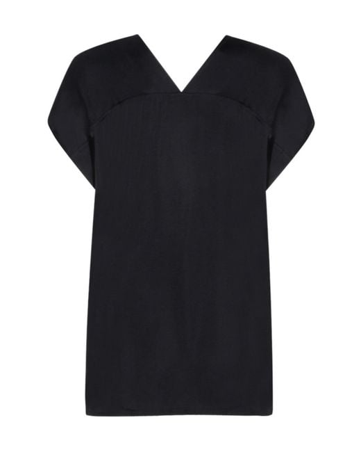 Thom Krom Black V-Neck Cap-Sleeve Top