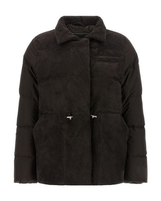 Kiton Black Brushed Panel Drawstring Down Jacket