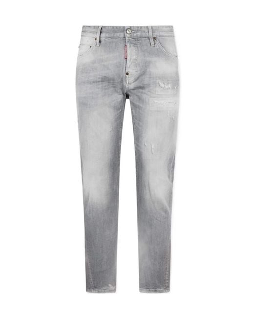 DSquared² Gray Slim-Fit Distressed Jeans for men