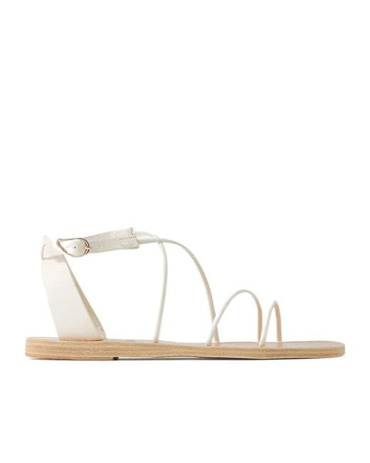 Ancient Greek Sandals White Cowhide Sandals