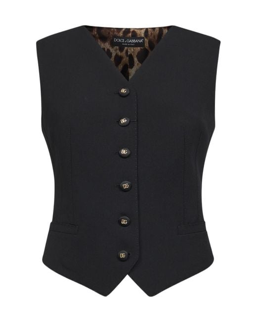 Dolce & Gabbana Black Single-Breasted Leopard Printed Vest