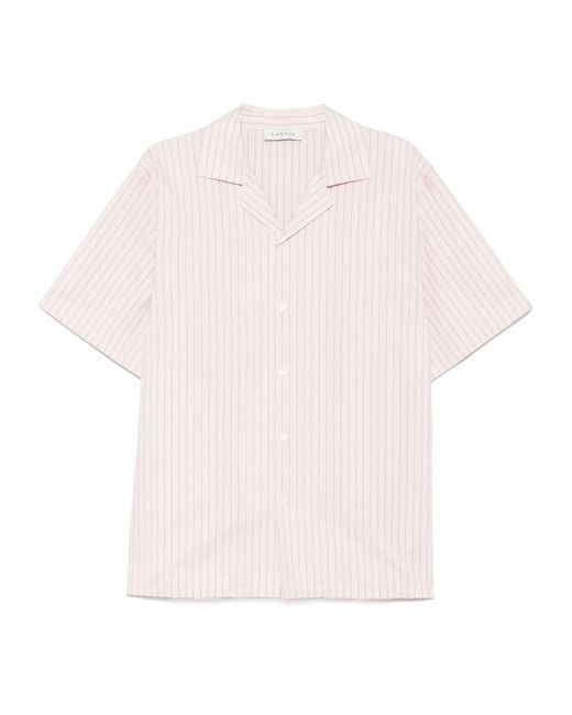 Lanvin Pink Short Sleeved Striped Shirt for men