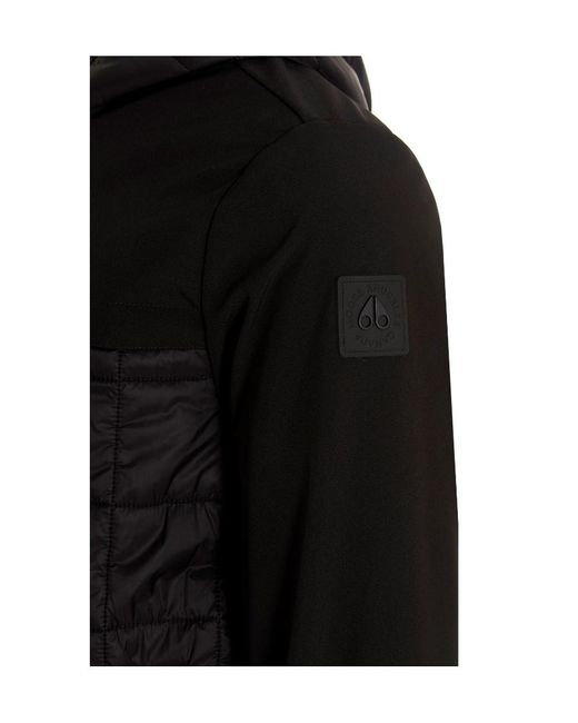Moose Knuckles Black Padded Drawstring-Hooded Jacket for men