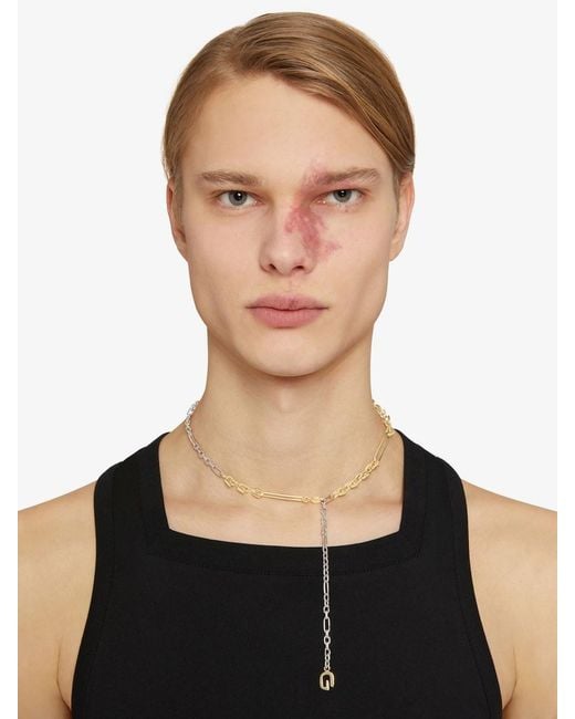 Givenchy White G Link Two-Tone Necklace for men