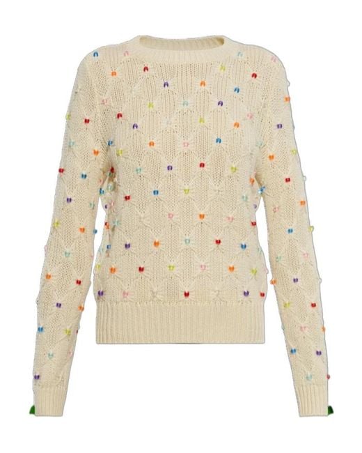 Isabel Marant White Isabel Marant Étoile Priyanka Embellished Knitted Sweater