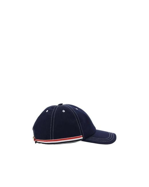 Thom Browne Blue 4-Bar Tag Curved Peak Baseball Cap for men
