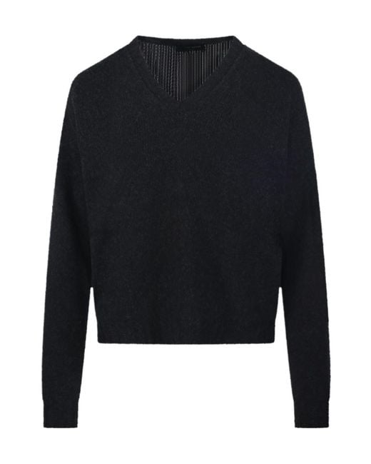 Roberto Collina Black V-Neck Ribbed Sweater