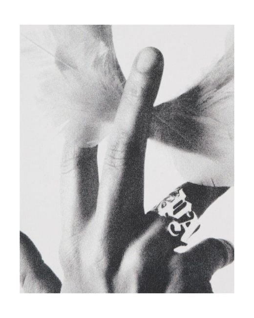 Palm Angels White Hand-Photo Cotton T-Shirt for men