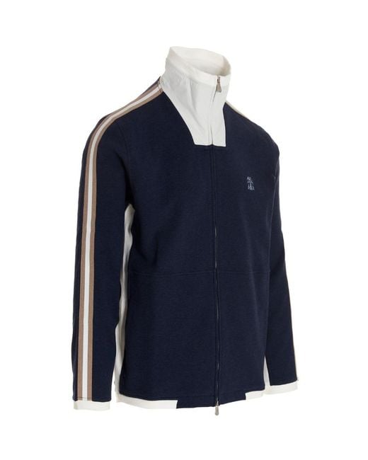 Brunello Cucinelli Blue Logo-Print Track Jacket for men