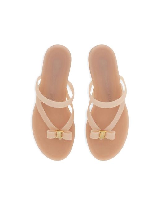 Ferragamo White Vara Bow Jelly Thong Sandal