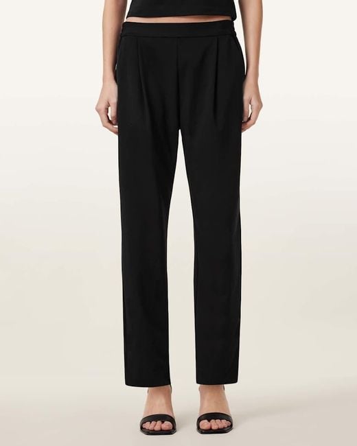 AllSaints Black Aleida Pleated Trousers