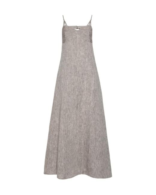 Marella Gray Long Linen Dress