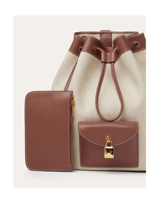 Loro Piana Brown Extra Drawstring Backpack L27