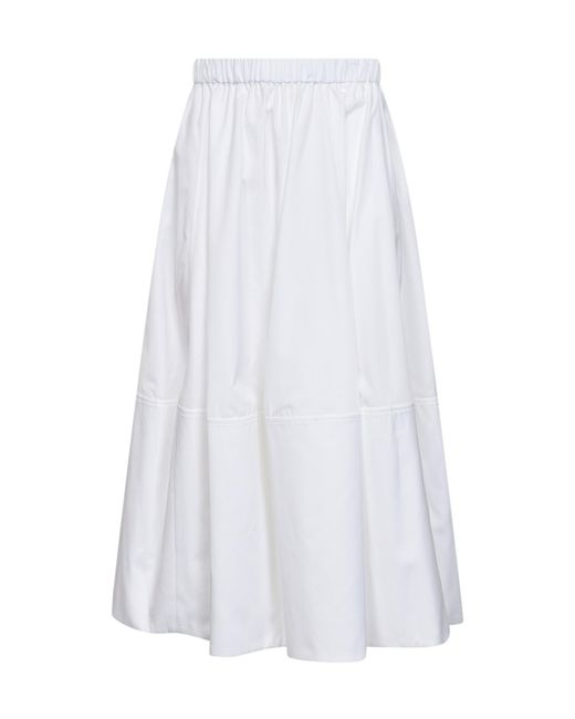 Co. White Tiered Gathered Midi Skirt