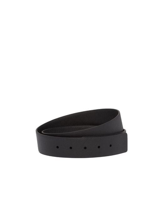 Prada Black Saffiano Press-Stud Fastened Belt for men