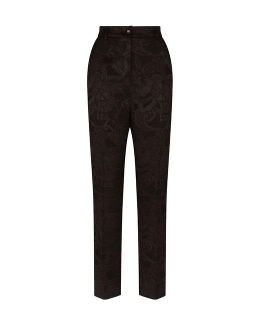 Dolce & Gabbana Black Floral Appliqué Tapered Trousers